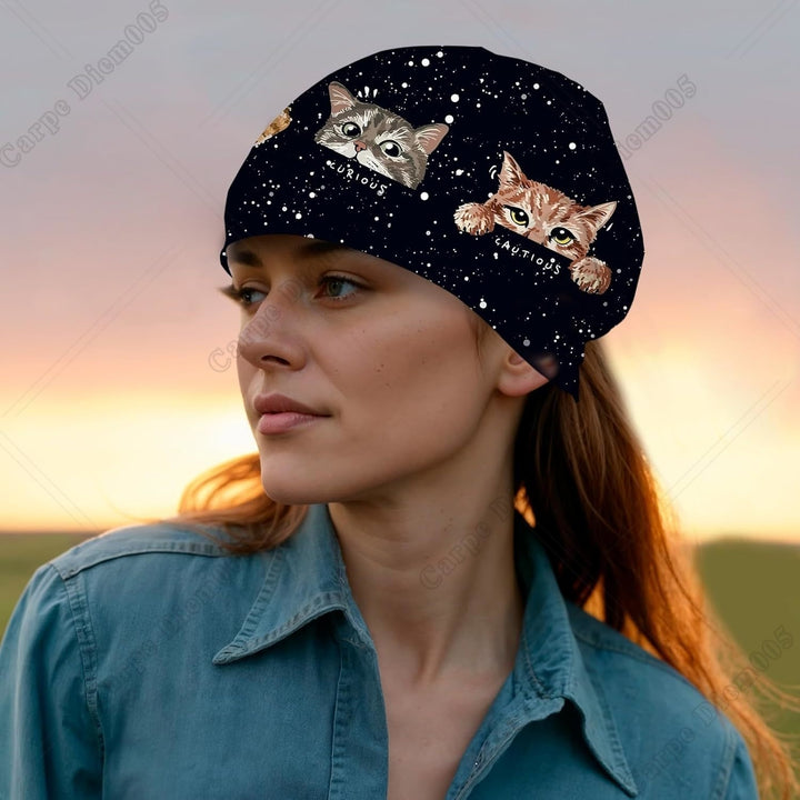 Cute Cat Beanie for Women Slouchy Mens Winter Hat Skull Cap Knitted Hat Cancer Headwear Accessories for Women Image 2