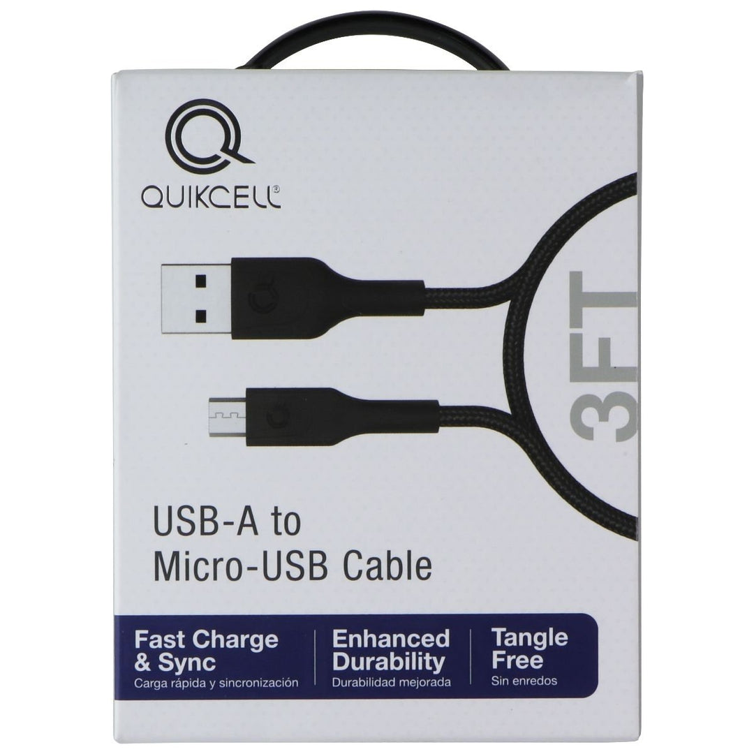 Quikcell 3ft USB-A to Micro-USB Cable - Black Image 1