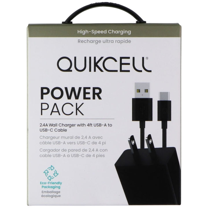 Quikcell Power Pack 2.4A Wall Charger with 4ft USB-A to USB-C Cable - Black Image 1