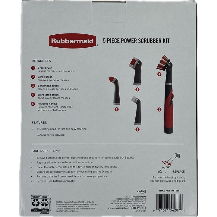 Rubbermaid Power Scrubber Battery Operated 5 Piece Kit Image 4