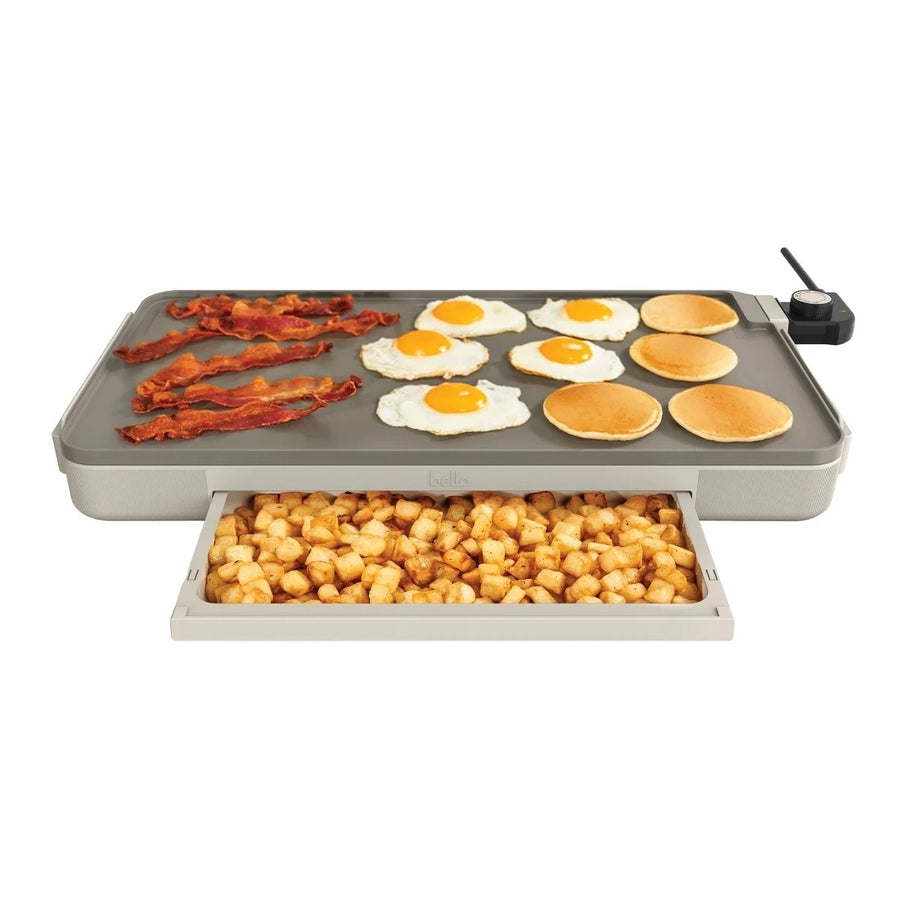 Bella 12" x 22" XL Griddle with Warming Tray Image 1