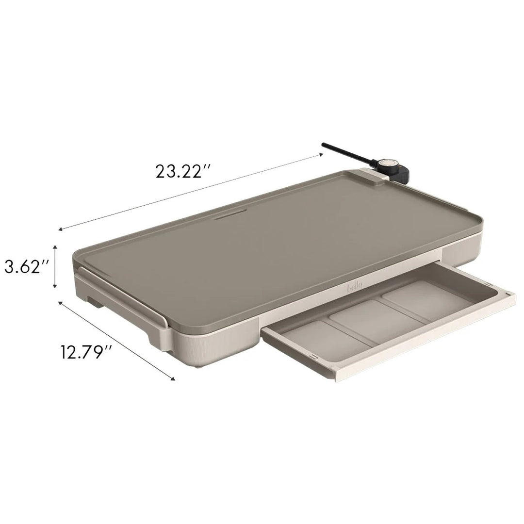 Bella 12" x 22" XL Griddle with Warming Tray Image 3