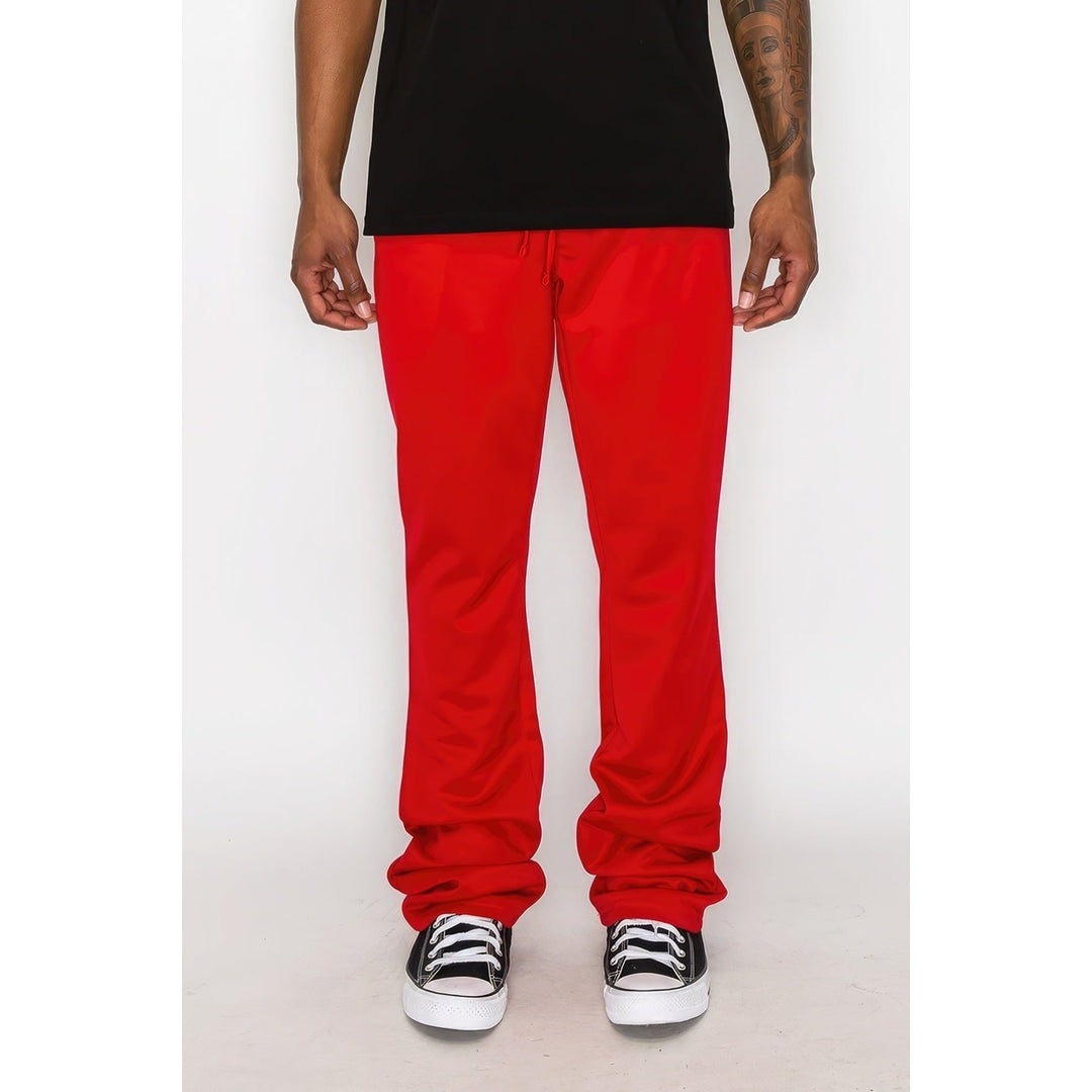 Solid Flare Stacked Track Pants Image 1