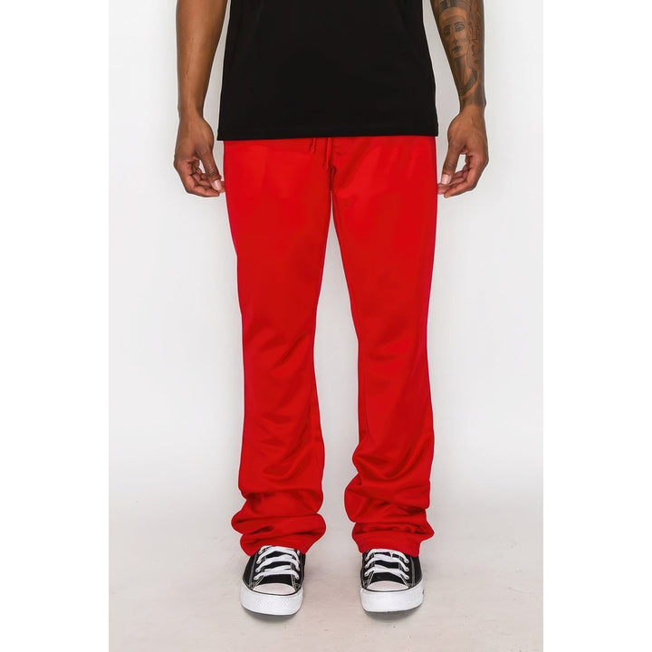 Solid Flare Stacked Track Pants Image 1