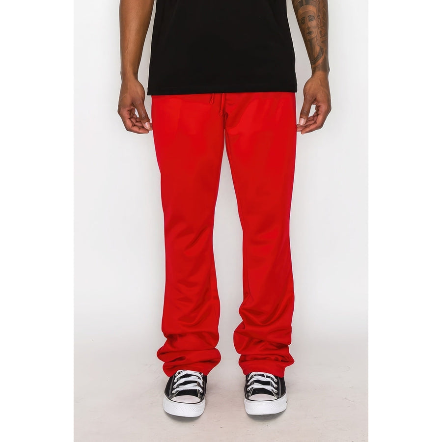 Solid Flare Stacked Track Pants Image 1