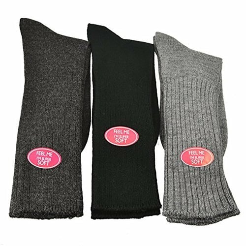 Solid Color Ribbed Crew Turn cuff Soft Acrylic Socks 3 Pair Pack Socks Image 6