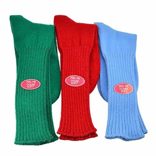 Solid Color Ribbed Crew Turn cuff Soft Acrylic Socks 3 Pair Pack Socks Image 7