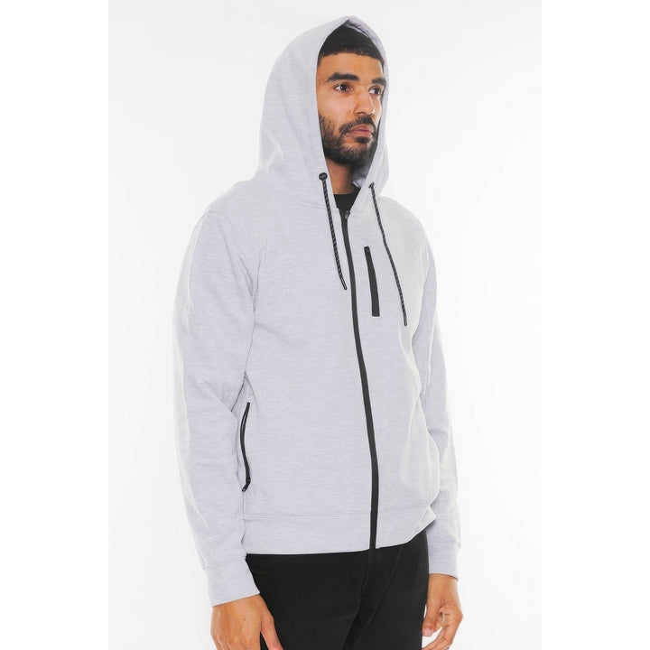 Solid Heathered Zip Up Jacket Image 2