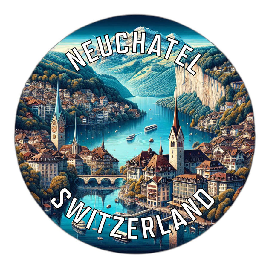 Neuchatel Switzerland Souvenir Die Cut Flat Magnet Image 1