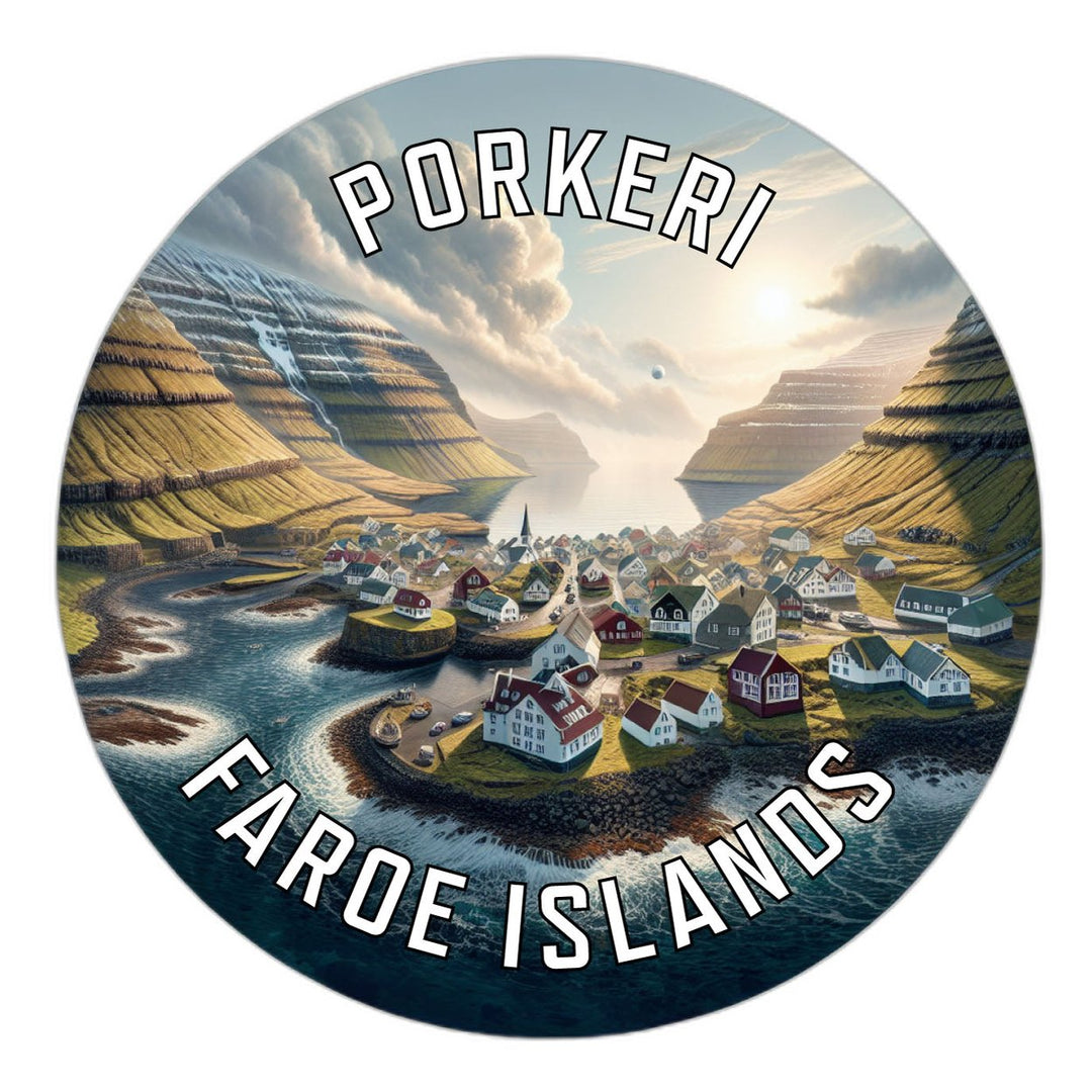 Porkeri Faroe Islands Souvenir Die Cut Flat Magnet Image 1