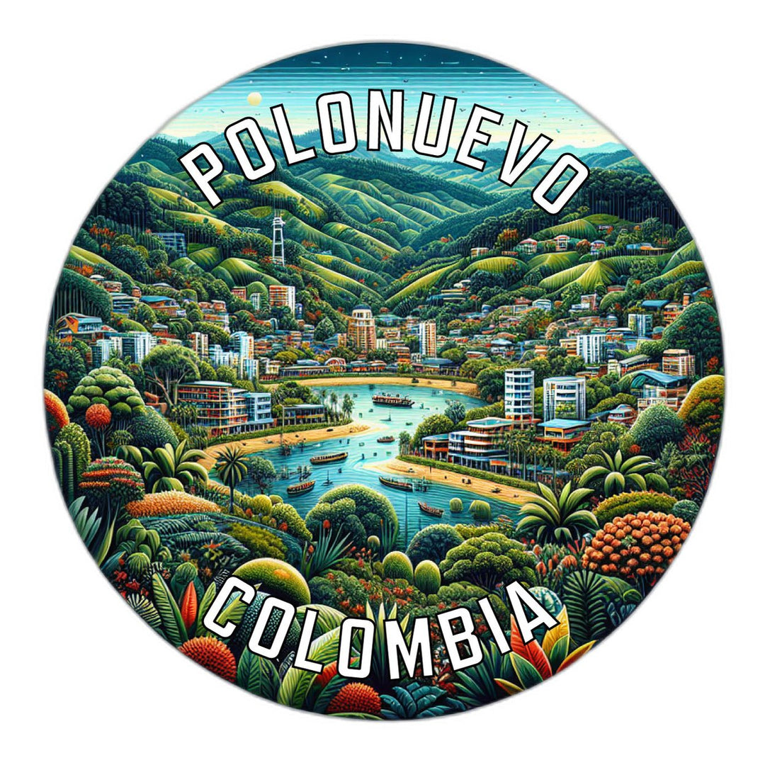 Polonuevo Colombia Souvenir Die Cut Flat Magnet Image 1