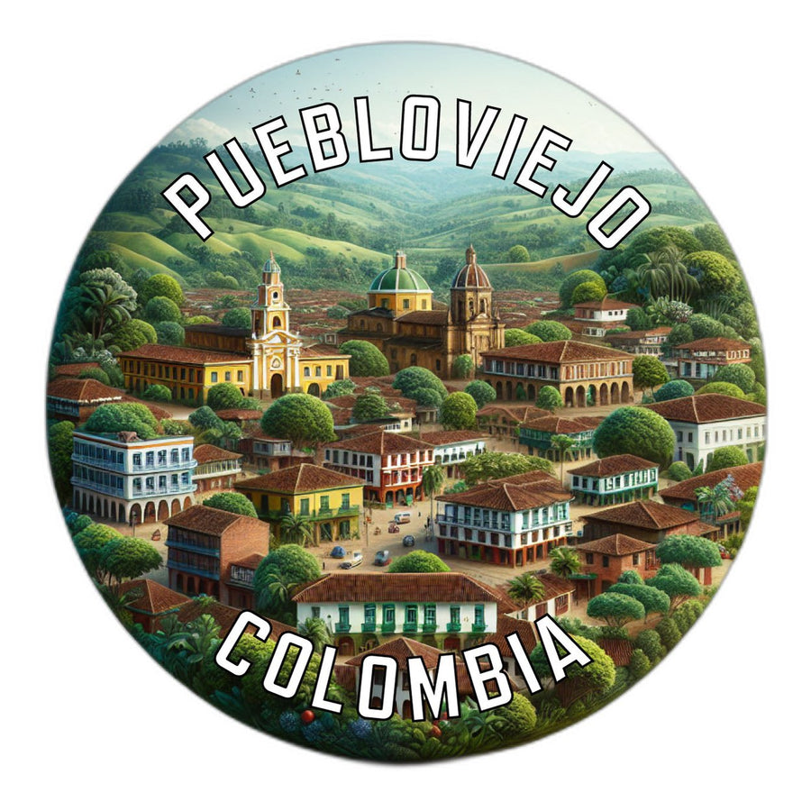 Puebloviejo Colombia Souvenir Die Cut Flat Magnet Image 1