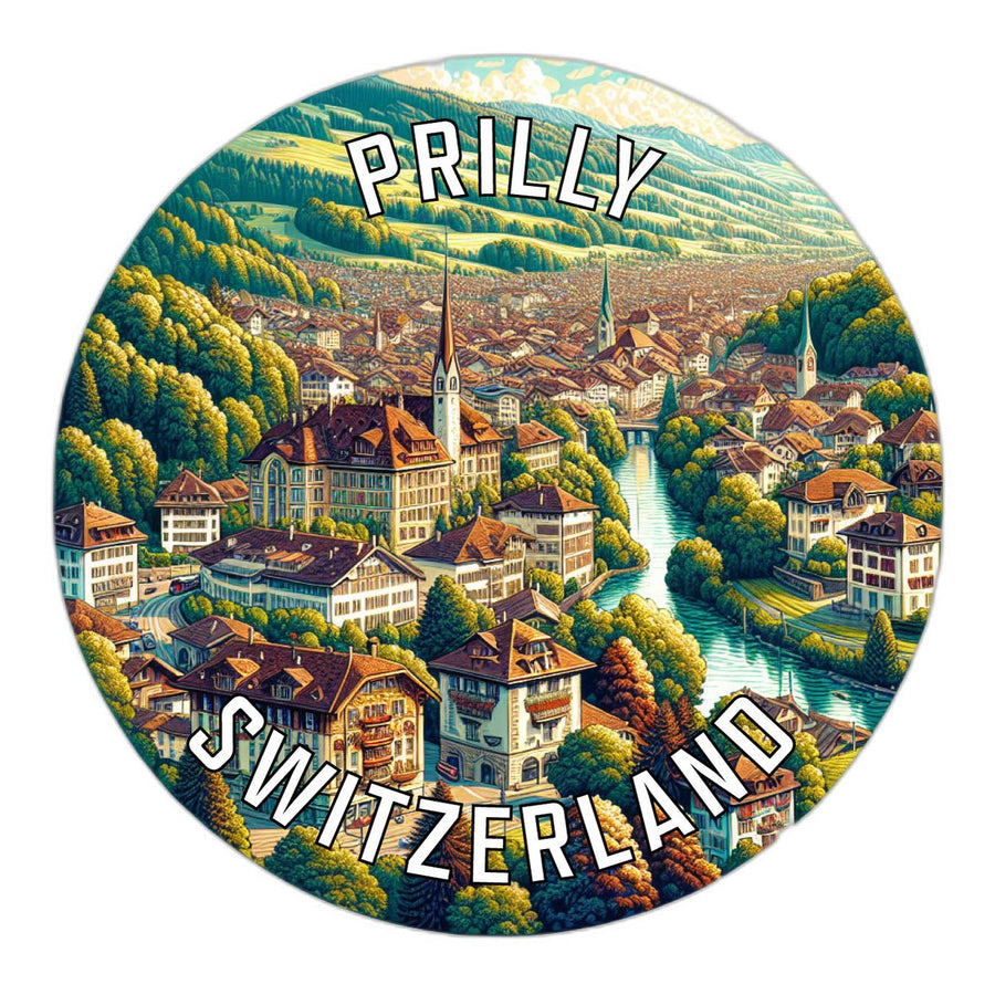 Prilly Switzerland Souvenir Die Cut Flat Magnet Image 1