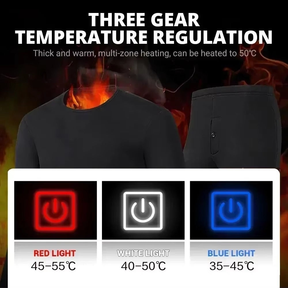 Mens and Womens Heated Thermal Underwear Set - Electric Heating Anti-Cold Winter Sports Base Layer Image 4