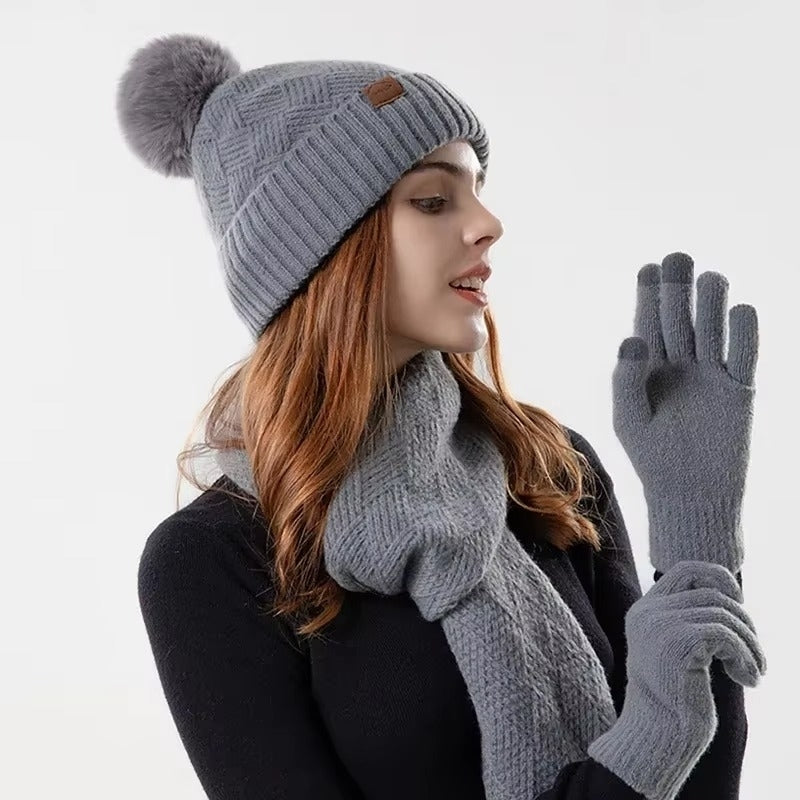 Womens Winter Hat Scarf and Touchscreen Gloves Set Image 4