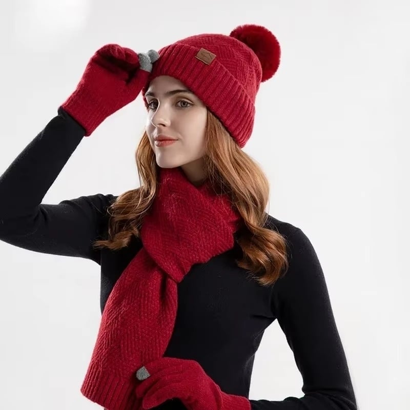 Womens Winter Hat Scarf and Touchscreen Gloves Set Image 4