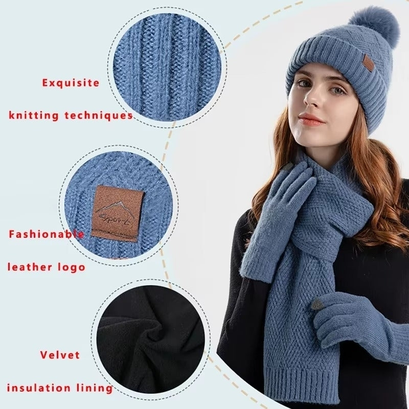 Womens Winter Hat Scarf and Touchscreen Gloves Set Image 6