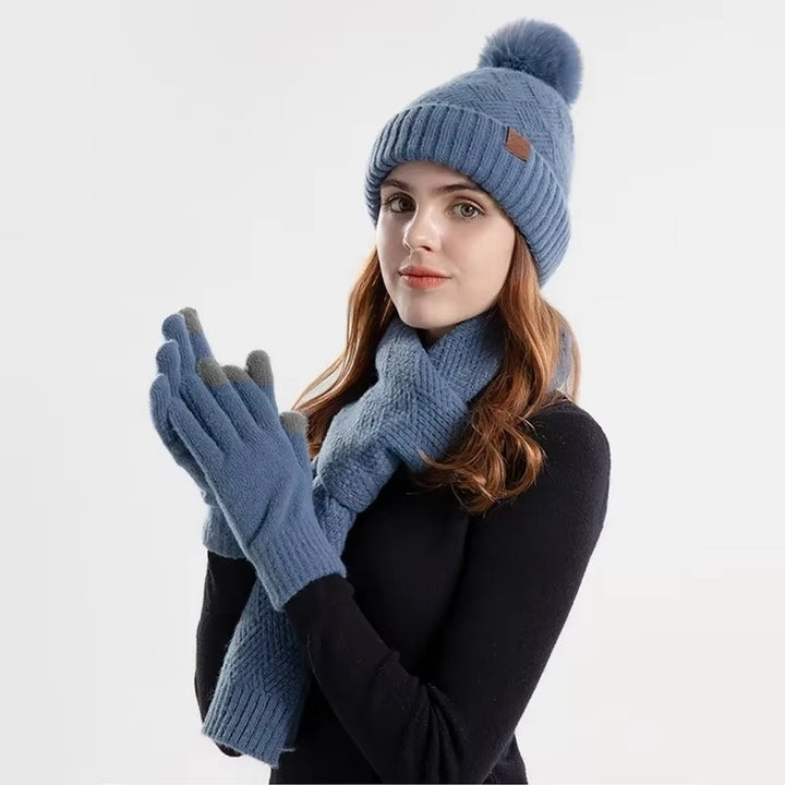 Womens Winter Hat Scarf and Touchscreen Gloves Set Image 9