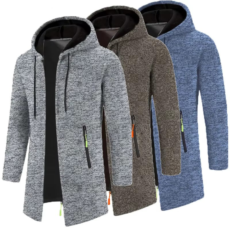 Mens Oversized Zipper Hoodie - Long Sleeve Winter Sweatshirt Jacket Coat Black Image 1