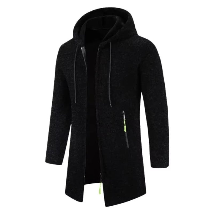 Mens Oversized Zipper Hoodie - Long Sleeve Winter Sweatshirt Jacket Coat Black Image 2