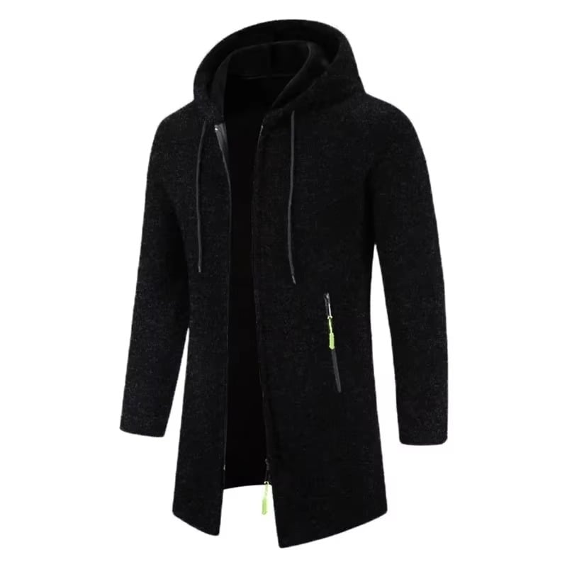 Mens Oversized Zipper Hoodie - Long Sleeve Winter Sweatshirt Jacket Coat Black Image 1