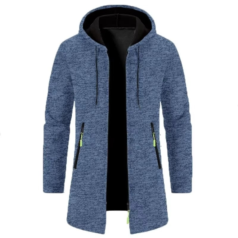 Mens Oversized Zipper Hoodie - Long Sleeve Winter Sweatshirt Jacket Coat Black Image 4