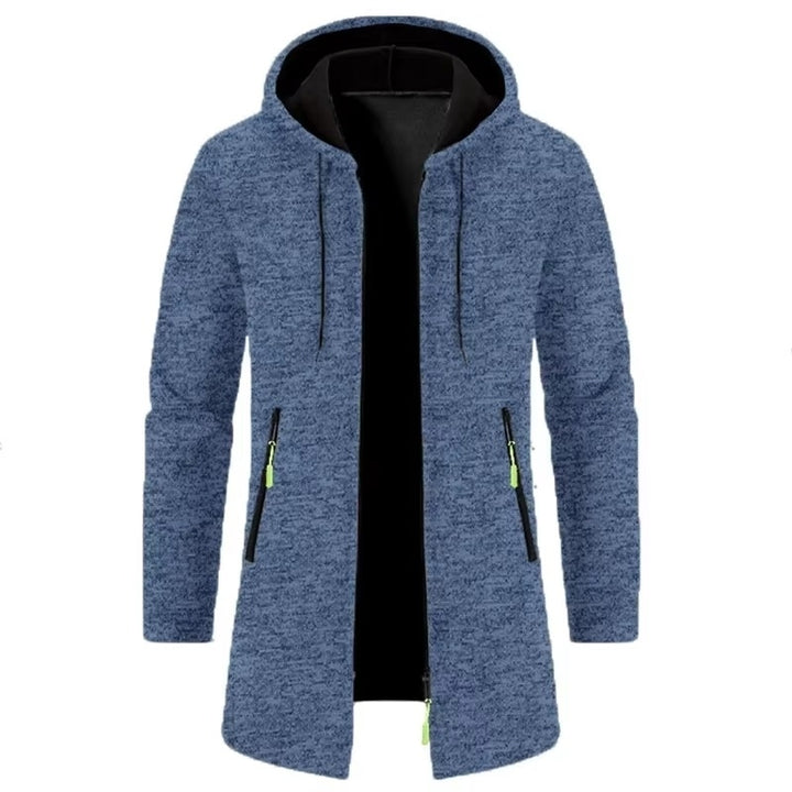 Mens Oversized Zipper Hoodie - Long Sleeve Winter Sweatshirt Jacket Coat Black Image 4