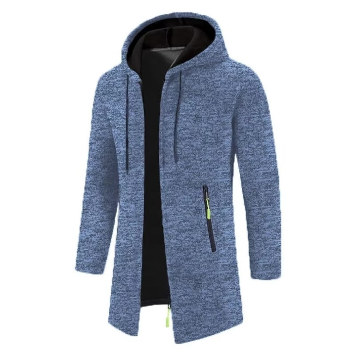 Mens Oversized Zipper Hoodie - Long Sleeve Winter Sweatshirt Jacket Coat Black Image 4