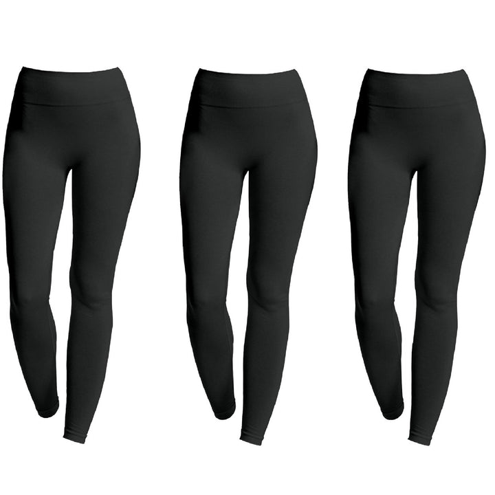 3-Piece Womens Ultra-Soft High-Waist Fleece-Lined Leggings Cozy Winter Warmth and Comfort Image 1