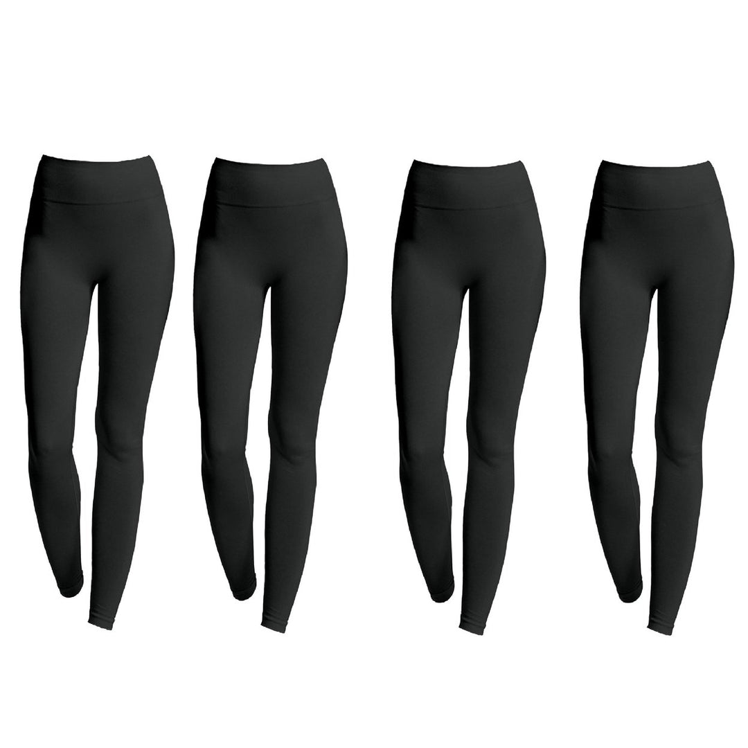 4-Piece Womens Ultra-Soft High-Waist Fleece-Lined Leggings Cozy Winter Warmth and Comfort Image 1