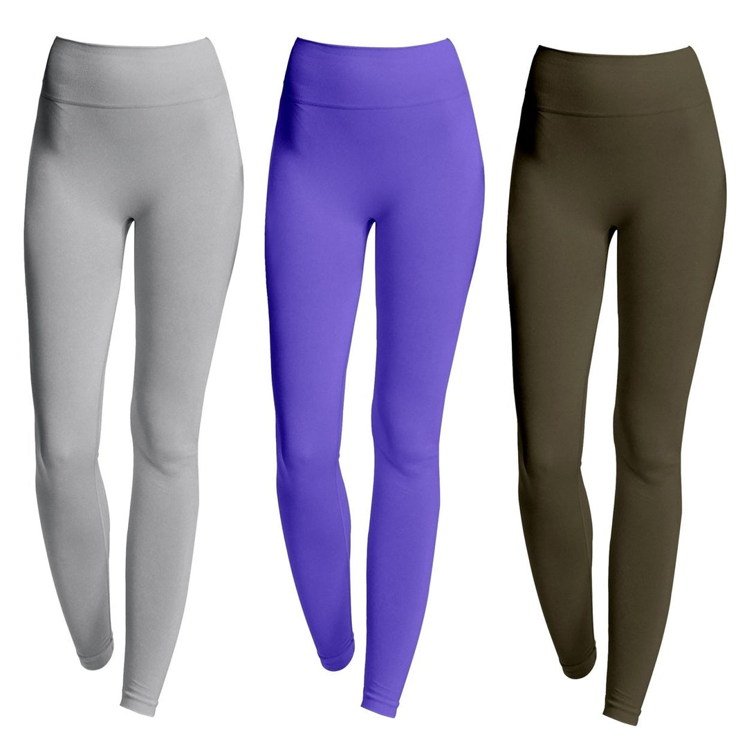 3-Piece Womens Ultra-Soft High-Waist Fleece-Lined Leggings Cozy Winter Warmth and Comfort Image 8