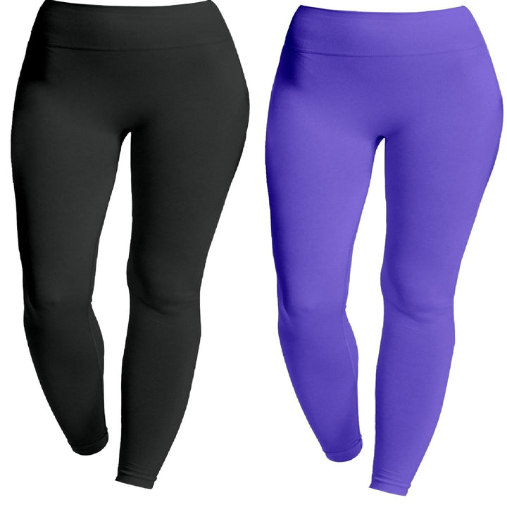 2-Piece Womens Ultra-Soft High-Waist Fleece-Lined Leggings Cozy Winter Warmth and Comfort Image 1