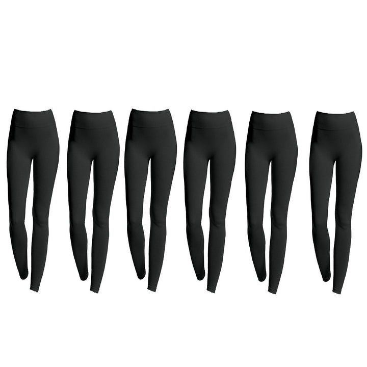 6-Piece Womens Ultra-Soft High-Waist Fleece-Lined Leggings Cozy Winter Warmth and Comfort Image 1