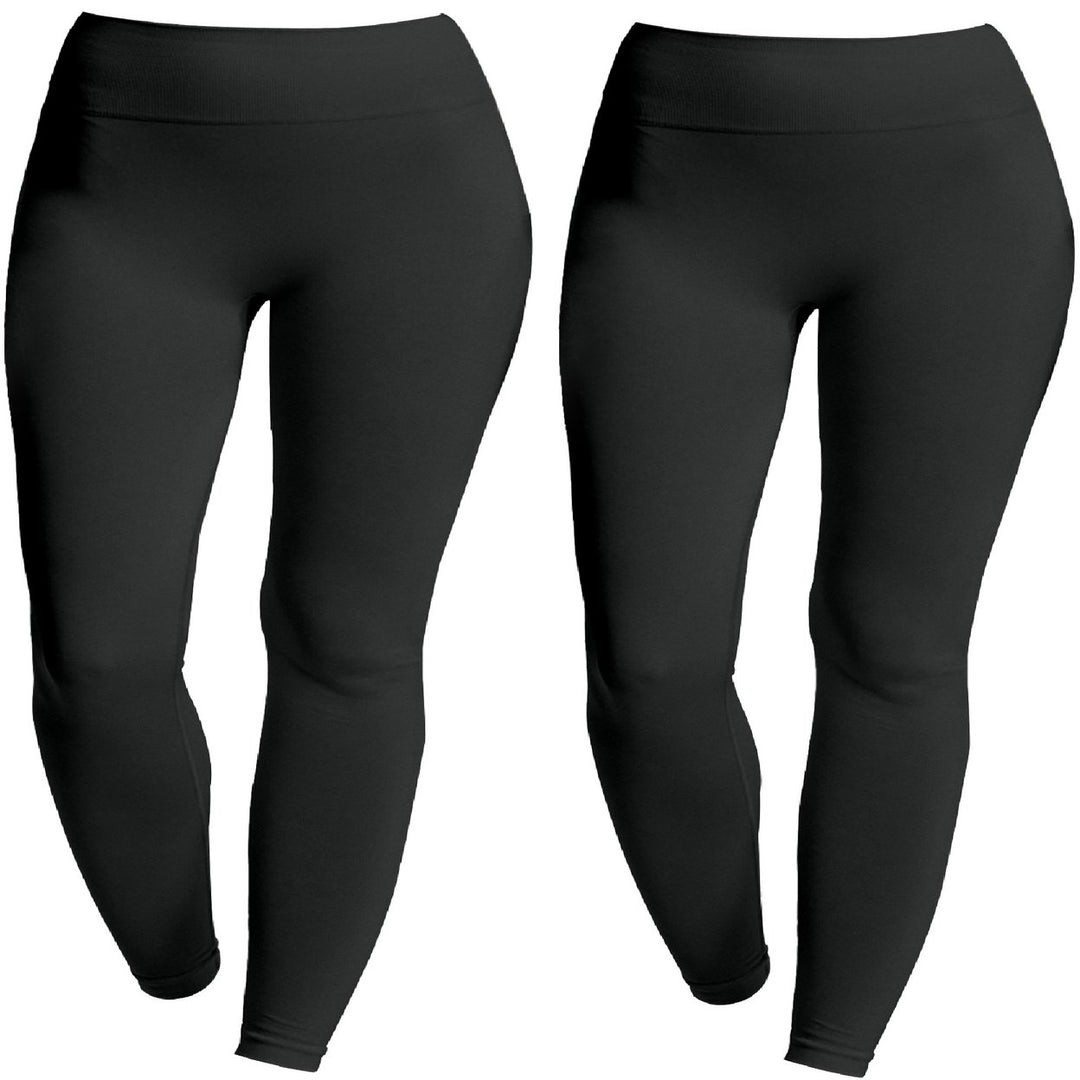 2-Piece Womens Ultra-Soft High-Waist Fleece-Lined Leggings Cozy Winter Warmth and Comfort Image 9