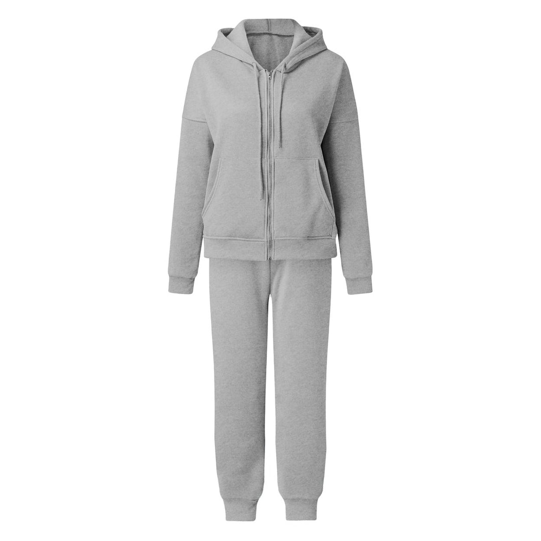 2-Piece Womens Full Zip Fleece Set Cozy Hoodie and Jogger perfect for Lounging and Outdoors Image 1