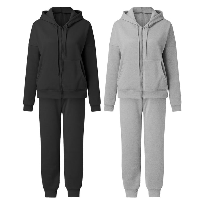 4-Piece Womens Full Zip Fleece Set Cozy Hoodie and Jogger perfect for Lounging and Outdoors Image 1