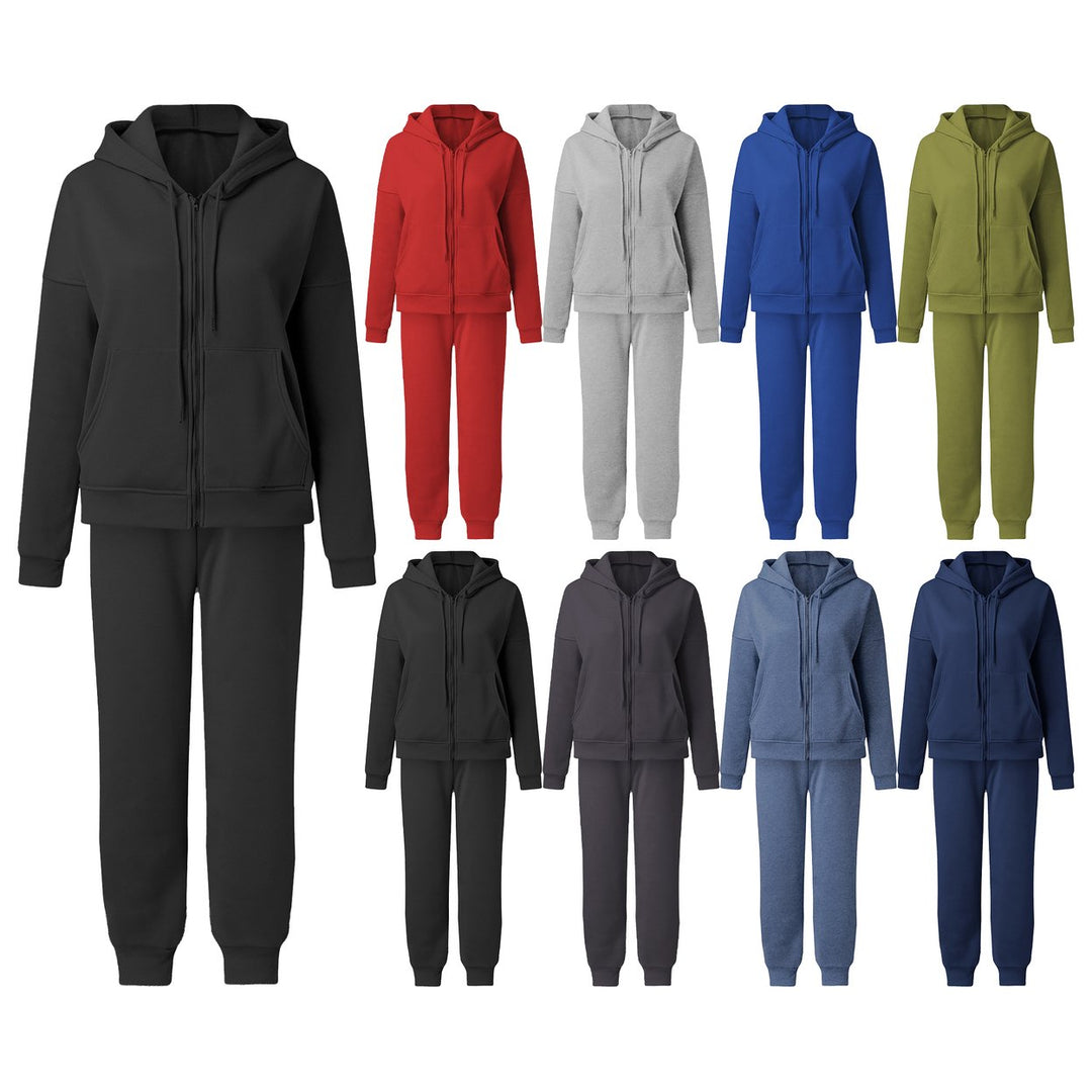 4-Piece Womens Full Zip Fleece Set Cozy Hoodie and Jogger perfect for Lounging and Outdoors Image 4