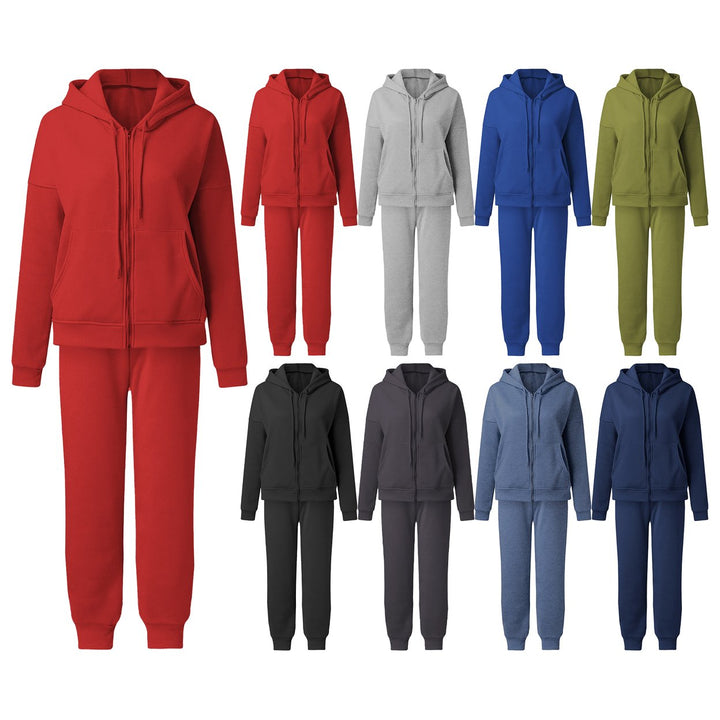 4-Piece Womens Full Zip Fleece Set Cozy Hoodie and Jogger perfect for Lounging and Outdoors Image 4