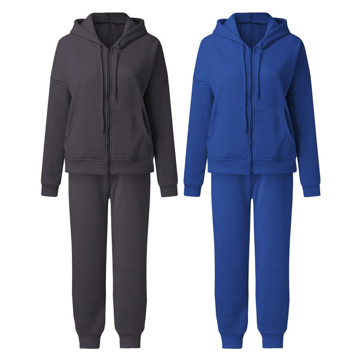 4-Piece Womens Full Zip Fleece Set Cozy Hoodie and Jogger perfect for Lounging and Outdoors Image 1