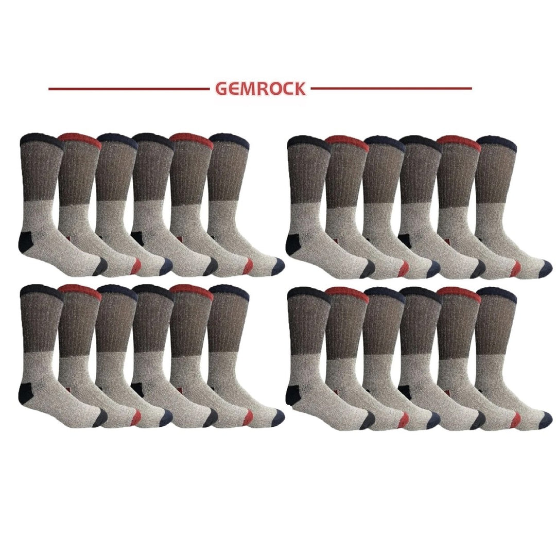 12/24-Pairs of Randomly Selected Mens Winter Warm Big and Tall Cozy Thermal Boot Socks Durable for Cold Weather Image 1