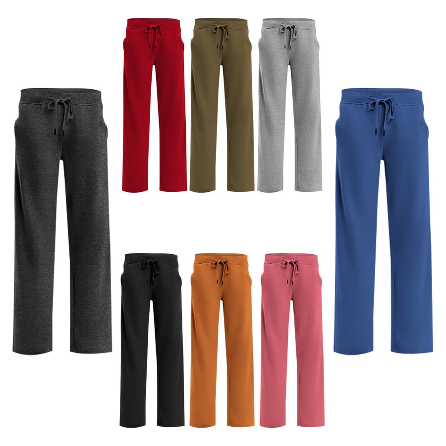 1-Piece Womens Solid and Striped Sweatpants Comfy with Elastic Waist and Side Pockets Image 1