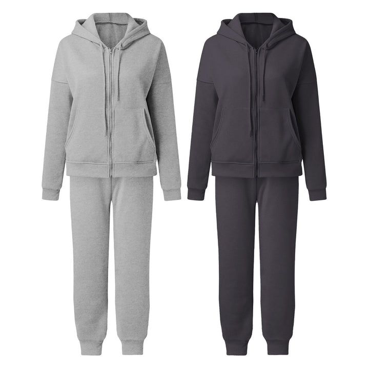 4-Piece Womens Full Zip Fleece Set Cozy Hoodie and Jogger perfect for Lounging and Outdoors Image 9