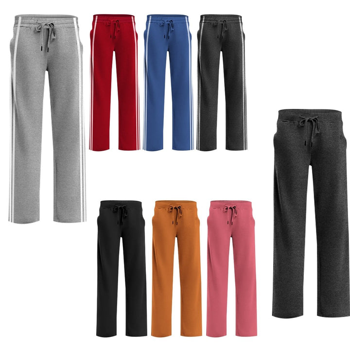 1-Piece Womens Solid and Striped Sweatpants Comfy with Elastic Waist and Side Pockets Image 4