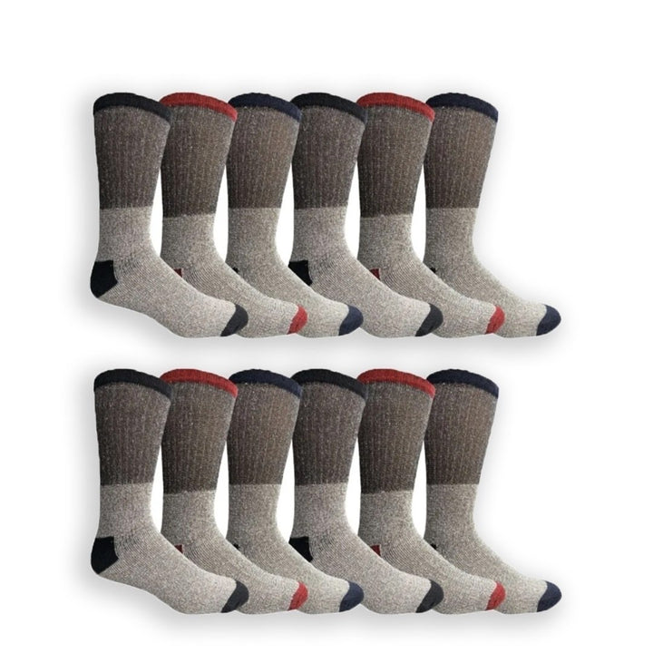 12/24-Pairs of Randomly Selected Mens Winter Warm Big and Tall Cozy Thermal Boot Socks Durable for Cold Weather Image 1