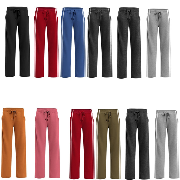 2-Piece Womens Solid and Striped Sweatpants Comfy with Elastic Waist and Side Pockets Image 6