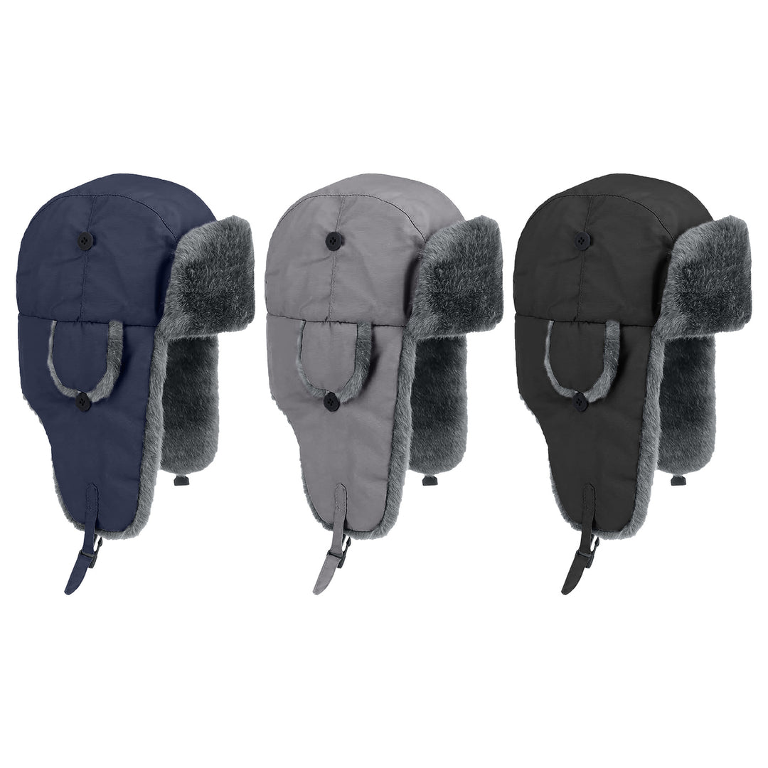 3-Piece Womens Stylish Winter Warm Russian Trapper Ushanka faux Hat Image 7