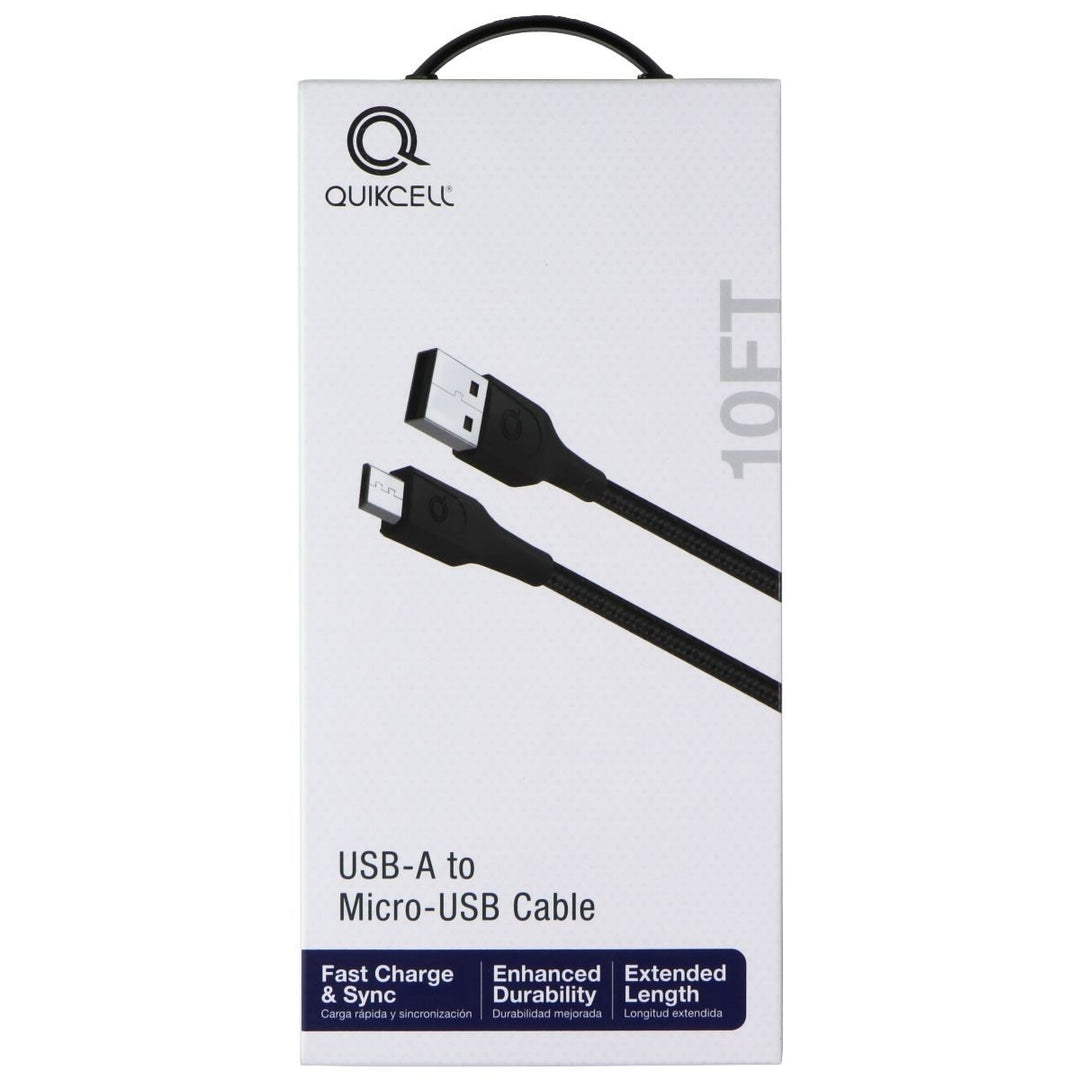 Quikcell 10Ft USB-A to Micro-USB Cable - Black Image 1