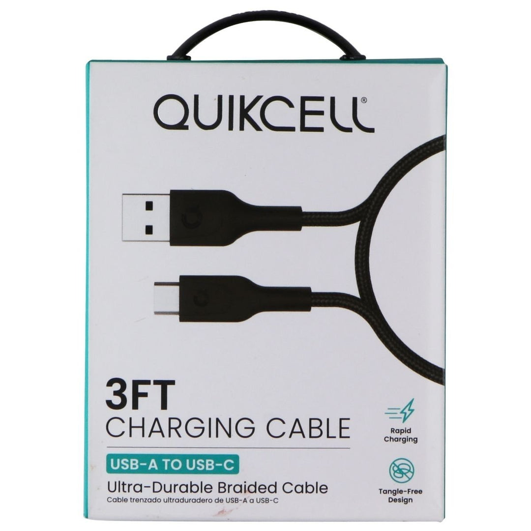 Quikcell 3Ft Braided USB-A to USB-C Charging Cable - Black Image 4