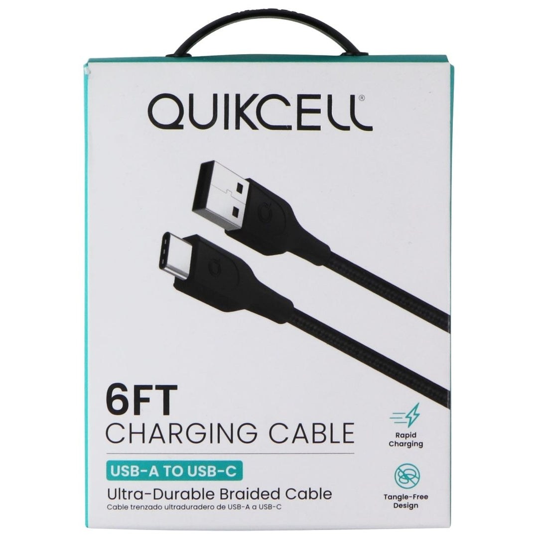 Quikcell 6ft Braided USB-A to USB-C Charging Cable - Black Image 4