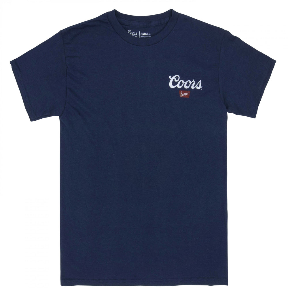 Coors Banquet Can Logo Front and Back Print Navy T-Shirt Image 2